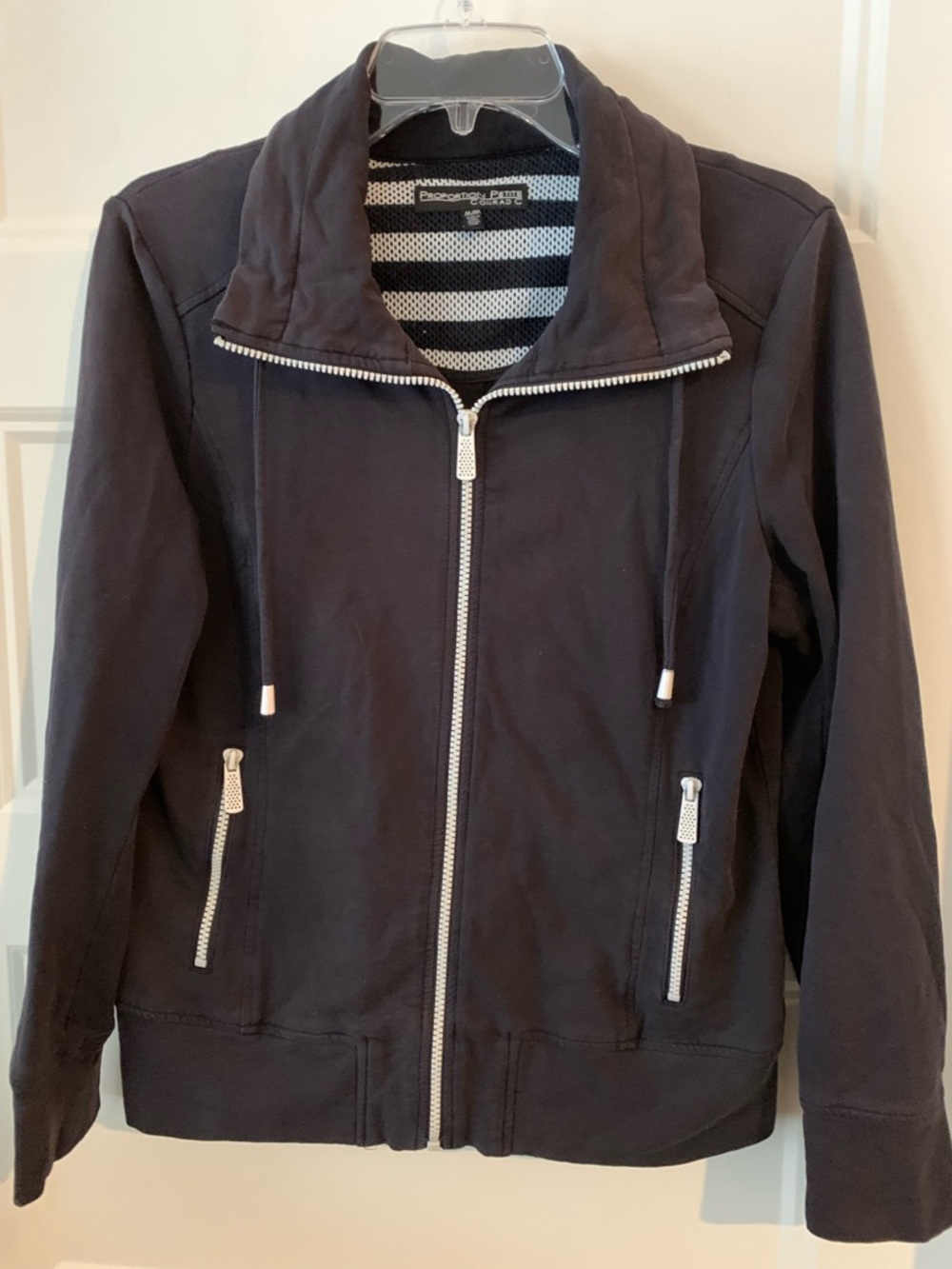 Proportion Petite Conrad C Black sport Zip Drawstring Jacket Cotton
